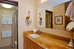 Bathroom with same One Piece Granite Countertop (same countertop as in kitchen)